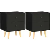 vidaXL Nachtkastjes 2 st 40x30x50 cm massief grenenhout zwart