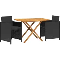 vidaXL 3-delige Tuinset met kussens zwart