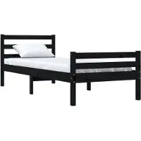 vidaXL Bedframe massief hout zwart 100x200 cm