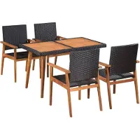 vidaXL 5-delige tuinsets, polyrotan, zwart en bruin