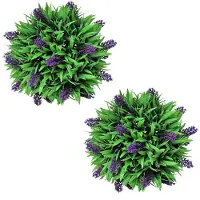 vidaXL 2-delige Kunstbuxussenset bolvormig met lavendel 28 cm