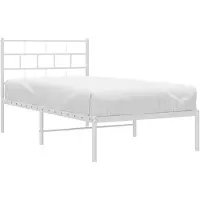 vidaXL Bedframe met hoofdbord metaal wit 100x200 cm