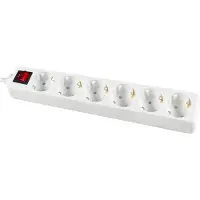 Calex Tafelcontactdoos 6x RA+switch Wit 1,4 M