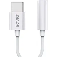 Savio Audio-adapter - USB Type 3.1 C (mannelijk) - 3.5mm jack (vrouwelijk) - Wit AK-51
