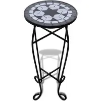 vidaXL Bijzeltafel mozaïek zwart en wit