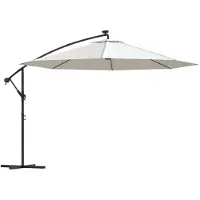 vidaXL Zweefparasol met LED-verlichting en metalen paal 350 cm zand