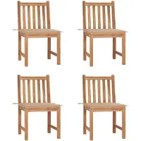 vidaXL Tuinstoelen 4 st met kussens massief teakhout