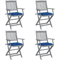 vidaXL Tuinstoelen 4 st inklapbaar met kussens massief acaciahout