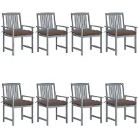 vidaXL Tuinstoelen 8 st met kussens massief acaciahout grijs
