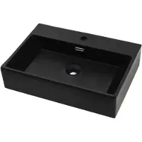 vidaXL Wastafel met kraangat 76x42,5x14,5 cm keramiek zwart