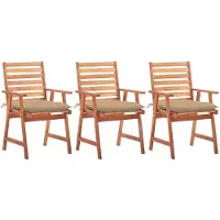 vidaXL Tuinstoelen 3 st met kussens massief acaciahout