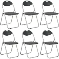 vidaXL Opklapbare stoelen, 6 stuks, zwart kunstleer