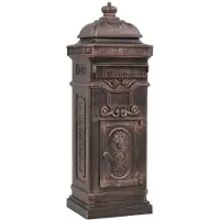 vidaXL Pilaar brievenbus vintage stijl roestbestendig aluminium brons
