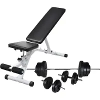 vidaXL Workout Bench With Barbell Dumbbell Set 60,5kg Zwart