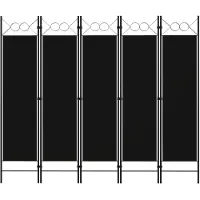 vidaXL Kamerscherm met 5 panelen 200x180 cm zwart