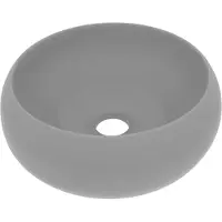 vidaXL Wastafel rond 40x15 cm keramiek mat lichtgrijs
