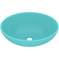 vidaXL Wastafel ovaal 40x33 cm keramiek mat lichtgroen