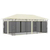 vidaXL Paviljoen met muggengaas, 6x3x2,73 meter, crème