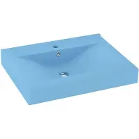 vidaXL Wastafel met kraangat 60x46 cm keramiek mat lichtblauw