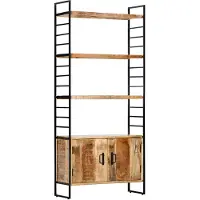 vidaXL Boekenkast met 4 schappen 80x30x180 cm ruw mangohout