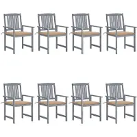 vidaXL Tuinstoelen 8 st met kussens massief acaciahout grijs