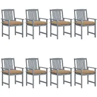 vidaXL Tuinstoelen 8 st met kussens massief acaciahout grijs
