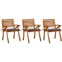 vidaXL Tuinstoelen 3 st met kussens massief acaciahout