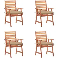 vidaXL Tuinstoelen, set van 4, met kussens, gemaakt van massief acaciahout