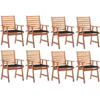 vidaXL Tuinstoelen 8 st met kussens massief acaciahout