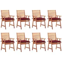 vidaXL Tuinstoelen 8 st met kussens massief acaciahout