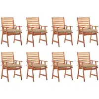 vidaXL Tuinstoelen 8 st met kussens massief acaciahout
