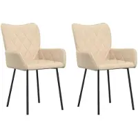 vidaXL Eetkamerstoelen 2 st stof crèmekleurig