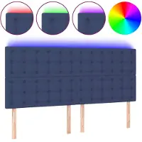 vidaXL Hoofdbord LED 180x5x118/128 cm stof blauw