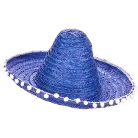 Vegaoo - Blauw sombrero hoed met pompons voor volwassenen