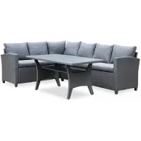 Denza Furniture Stockholm dining wicker loungeset 6 personen | wicker | zwart | 3-delig - 245x169cm
