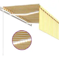 vidaXL Luifel automatisch met gordijn LED windsensor 3x2,5 m geel wit
