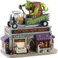 Lemax The creature's custom hot rod shop, b/o led