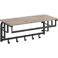Vasagle Wandkapstok Kapstok Hoedenplank - 66cm x 30cm x 27cm - Vintage Bruin - Industrieel design metaal - zwart poedercoat - Woonkamer meubel - Hout Hoedeplank - Gadgetpanda