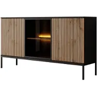 Meubella | Dressoir mat zwart 154x39x83cm met LED