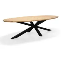 LUX outdoor living Cleve dining tuintafel 8 personen | teakhout + aluminium | Natural Teak/antraciet | 280cm ovaal - ovale tuintafel