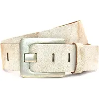 Timbelt 5cm jeans riem van crack leder - 100% leer - wit - Maat 105 - Totale lengte riem 120 cm