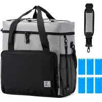Brisby 4 Laags Geïsoleerde Koeltas - Lunchtas 40 liter - Zwart Grijs