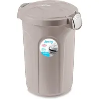 Stefanplast Afvalemmer - "Jerry" - Voerton - Prullenbak - Ton met deksel - 23 Liter - Taupe