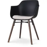 Nolon Nena-liz eetkamerstoel met beige zitkussen walnoot houten onderstel