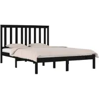 vidaXL Bedframe massief grenenhout zwart 200x200 cm