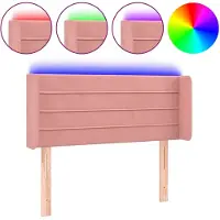 vidaXL Hoofdbord LED 103x16x78/88 cm fluweel roze