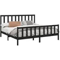 vidaXL Massief houten bed, zwart, grenen, 200x200 cm