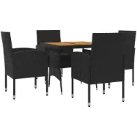 vidaXL 5-delige tuinset, polyrotan, zwart