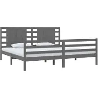 vidaXL Bedframe massief grenenhout grijs 200x200 cm