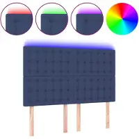 vidaXL Hoofdbord LED 144x5x118/128 cm stof blauw